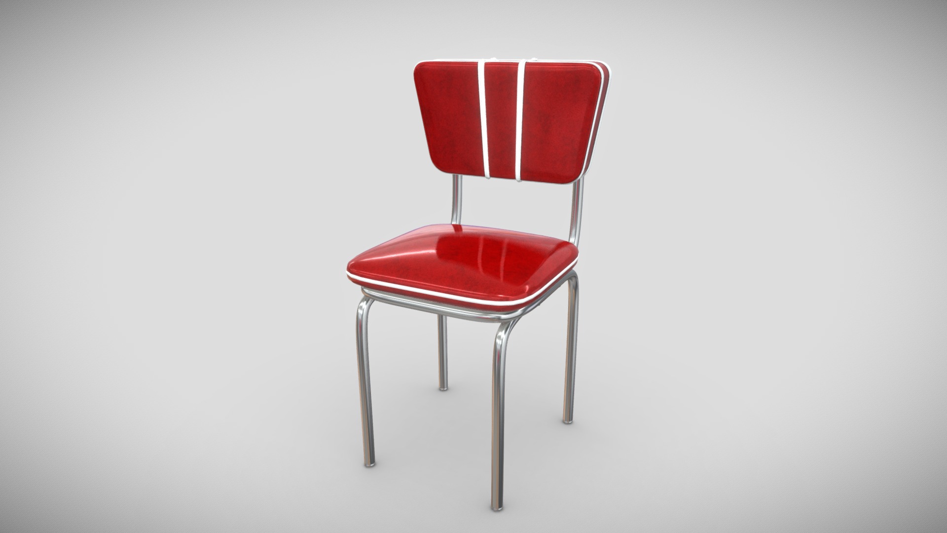 3D model Retro Vintage Diner Chair - This is a 3D model of the Retro Vintage Diner Chair. The 3D model is about a red chair with a white background.