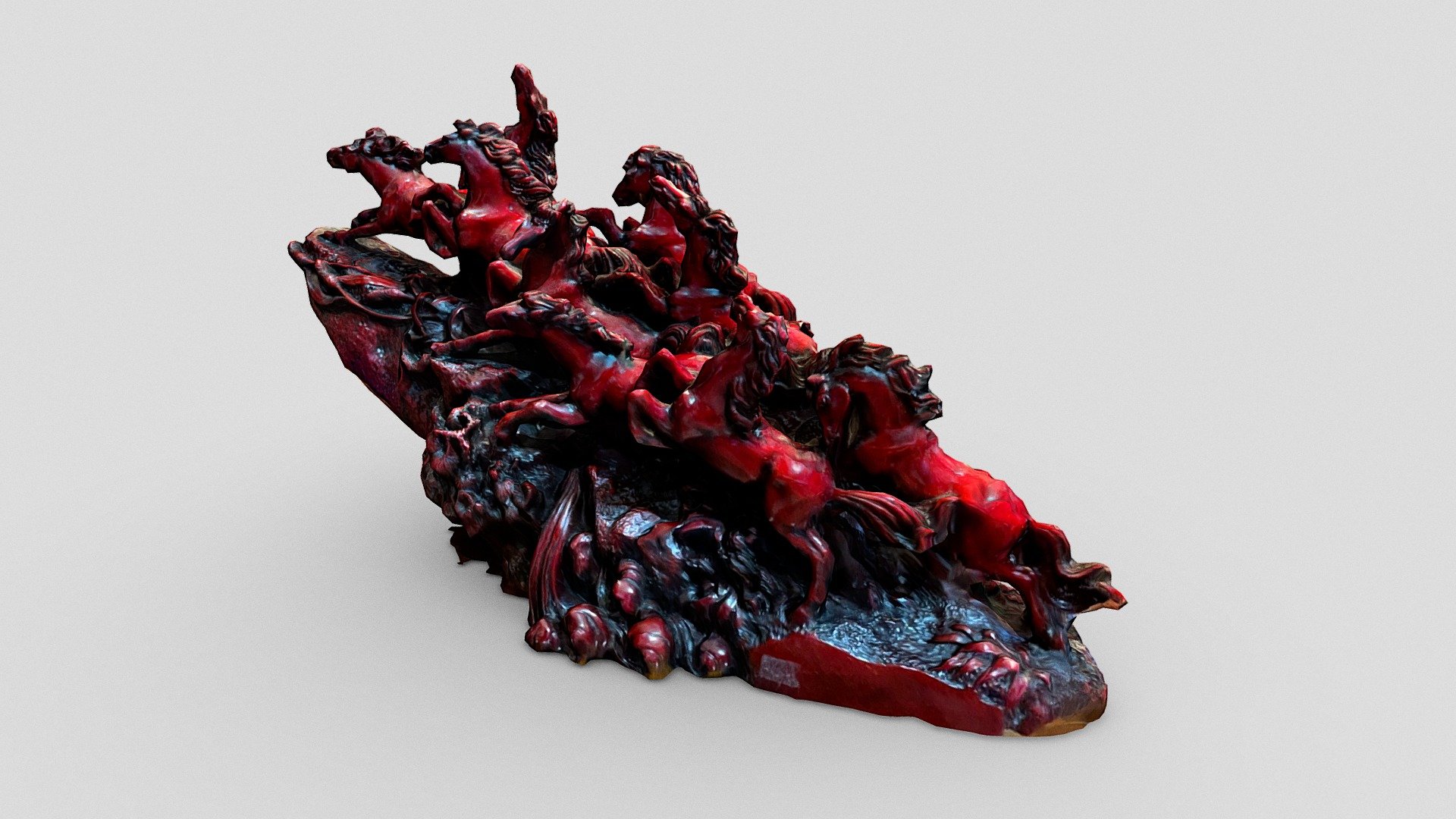 Horse Sculpture - Red Chinese Wood Carving — Sketchfab embed 3D viewer