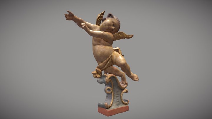 Sculpture of a flying baby angel 3D Model