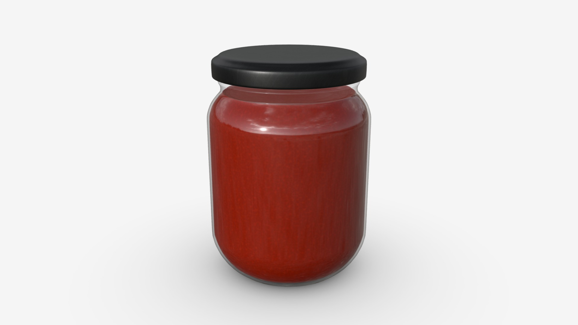 3D model sauce jar - This is a 3D model of the sauce jar. The 3D model is about a red container with a black lid.