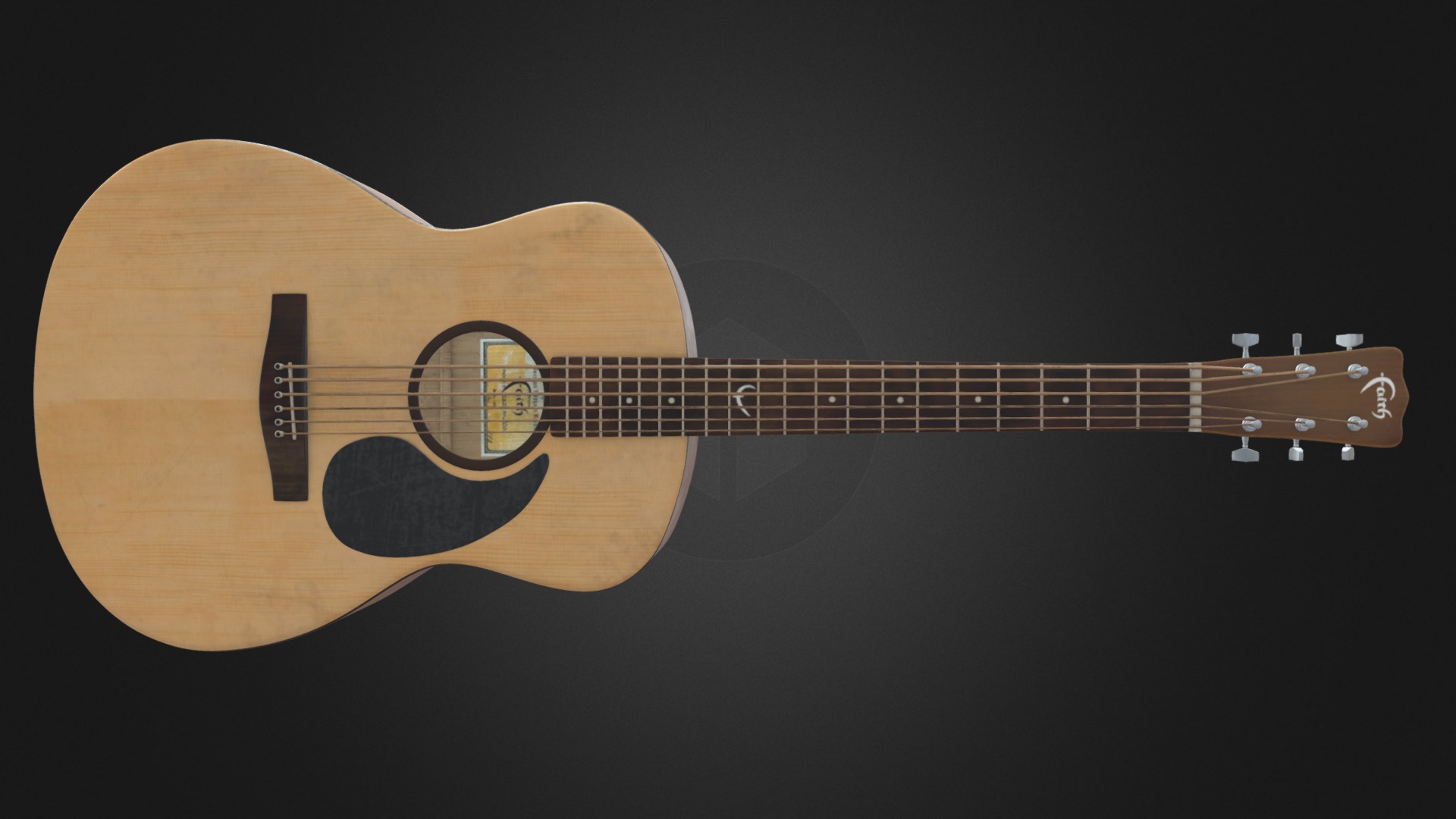 3D model Guitar - This is a 3D model of the Guitar. The 3D model is about a brown acoustic guitar.