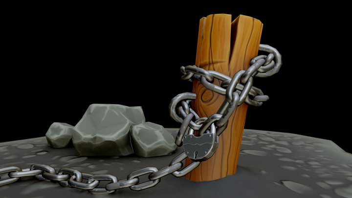 Stylized Chain with padlock 3D Model