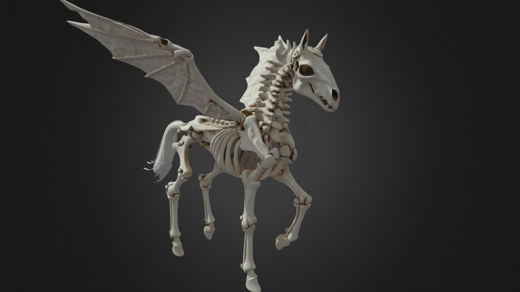 Flying Faceless Horse Skeleton