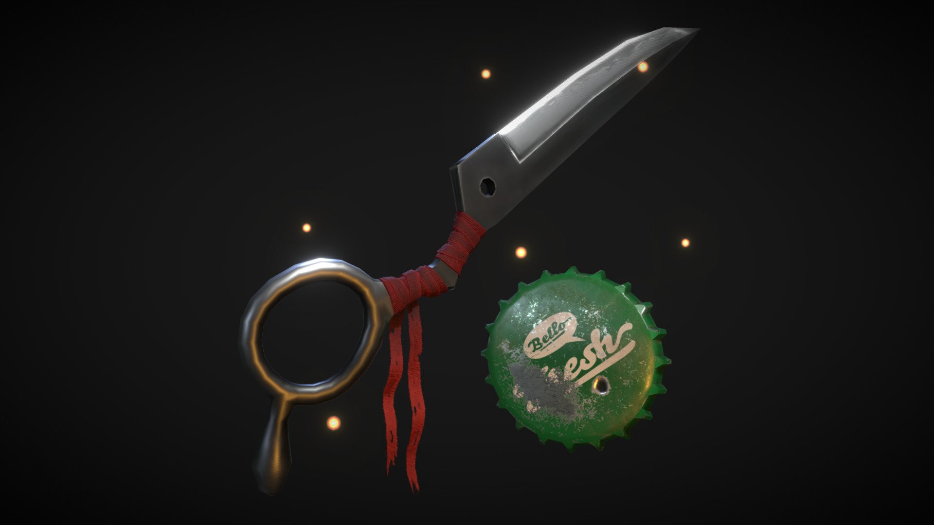 Half Scissor Sword and Bottle Cap Shield - 3D model by DarrenC_3DArt ...