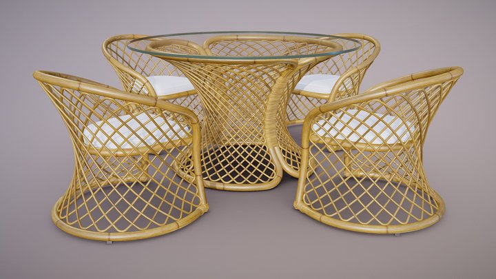 Vittorio Bonacina 905 Rattan Furniture Set 3D Model
