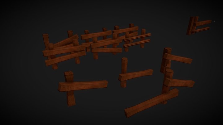 Stylized Modular Fences Pack 3D Model