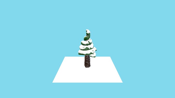 Stylized Cartoon Tree with Snow 3D Model