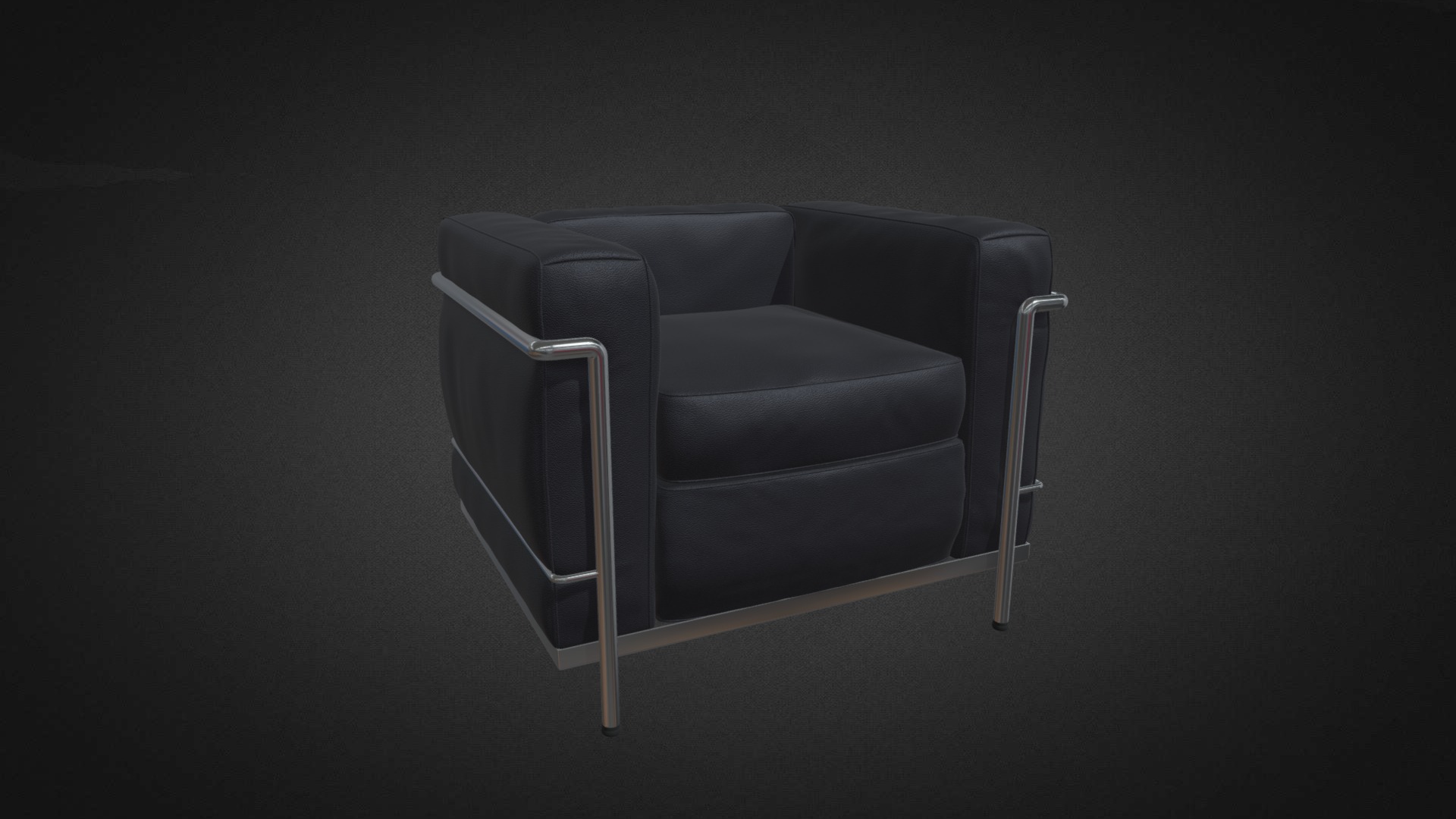3D model Corbusier 1 Seater Chair Hire - This is a 3D model of the Corbusier 1 Seater Chair Hire. The 3D model is about a grey couch with a grey cushion.