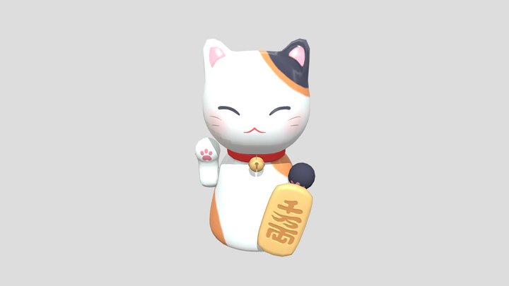 Maneki Neko japonês gato da sorte Modelo 3D $18 - .c4d .x .wrl