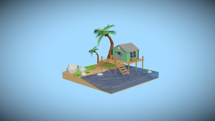 Lowpoly paradise beach 3D Model