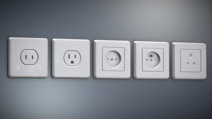 Power sockets A-E ◆ AR|VR|MR 3D Model