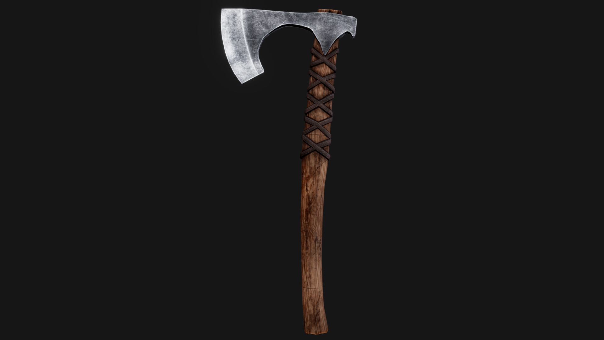 3D model One-handed Viking Battle Axe - This is a 3D model of the One-handed Viking Battle Axe. The 3D model is about a sword with a handle.