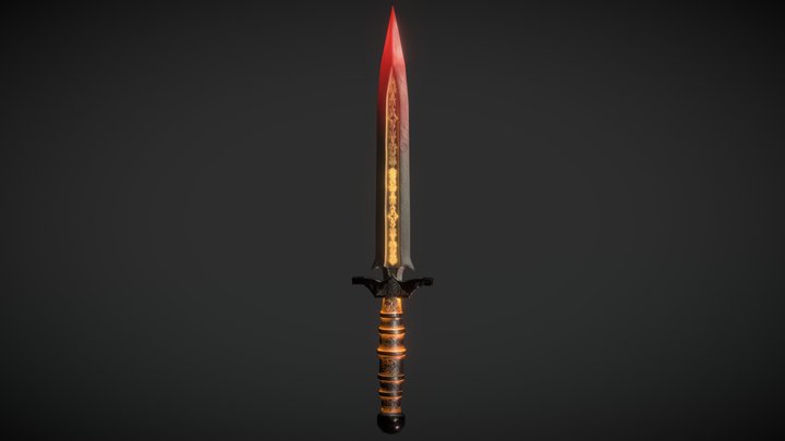 GameReady Lowpoly Stylized Dagger 3D Model