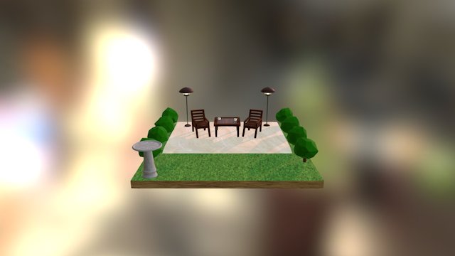 Low Poly Backyard 3D Model