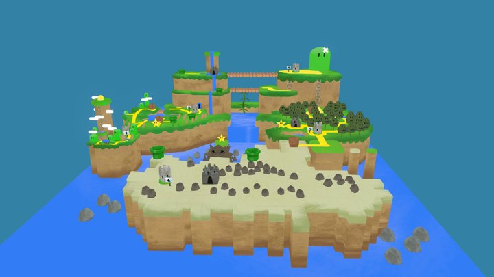Super Mario World - Overworld 3D Model