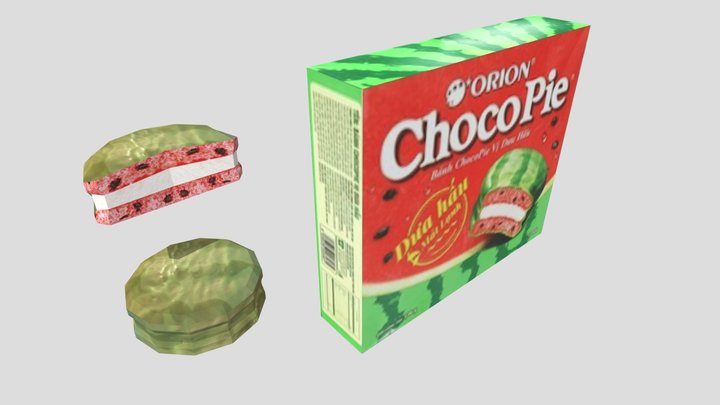 Watermelon Choco Pie Pack - Low Poly Food Assets