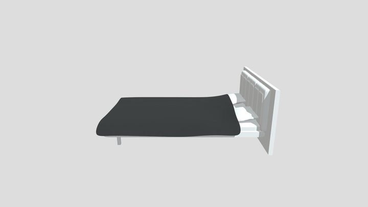 Simple double bed 3D Model