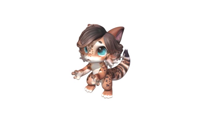 cell-shaded anthropomorphic baby gecko with lar 3D Model