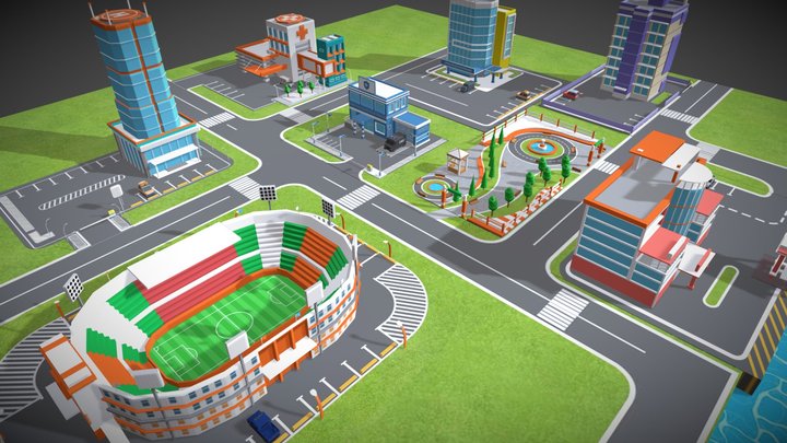 Low poly city 3D Model