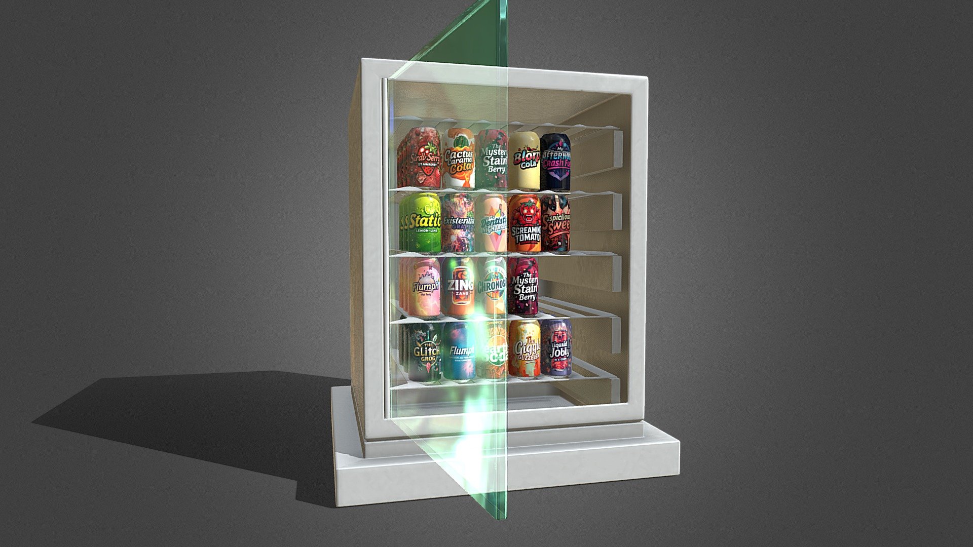 Mini-Fridge with Fun Branding Soda Cans - 3D model by Cécile Amstad (@c ...