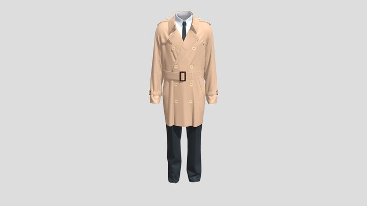 Trench Coat 2 Outfit 3D Model