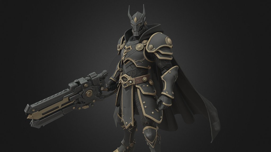 Epic Black Golden Cyber Warrior