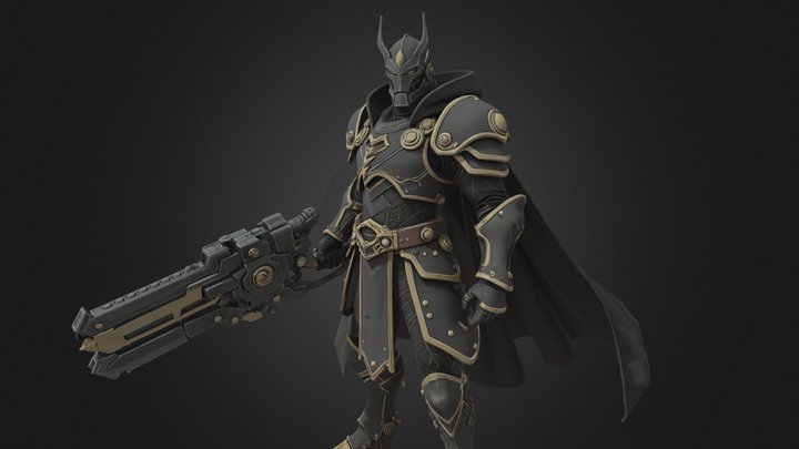 Epic Black Golden Cyber Warrior