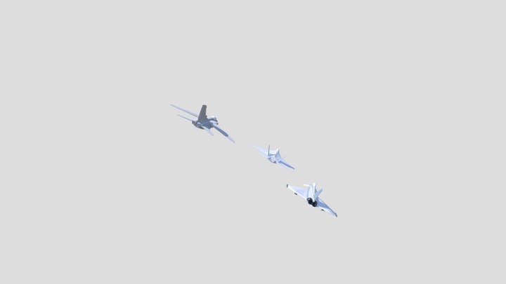 3 generations of fast jets 3D Model