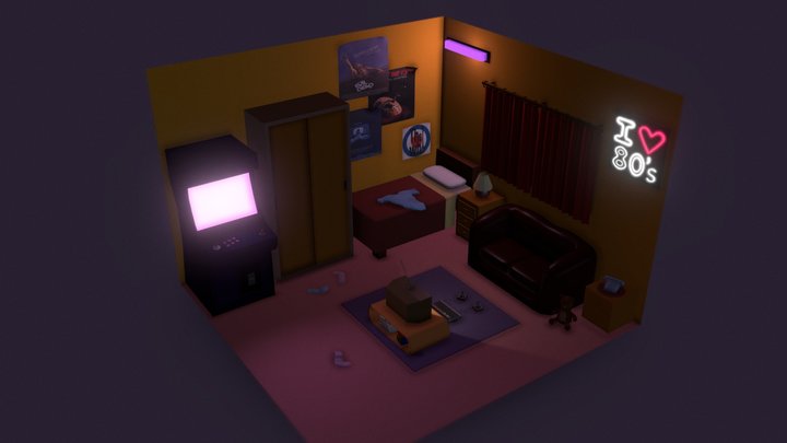 80's room diorama 3D Model