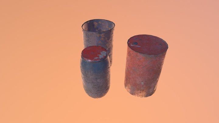 Barrels Grunge 3D Model