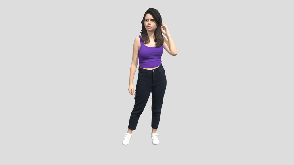 Purple Crop Top and Dark Jeans Portrait