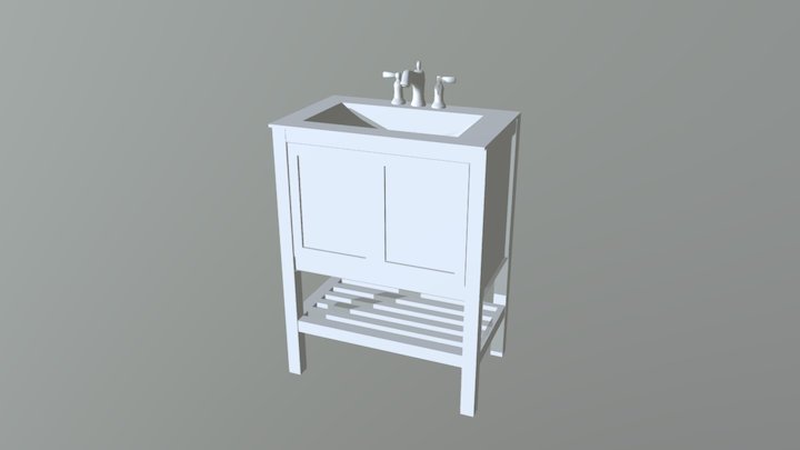 Legion Single Sink Bathroom Vanity & Sink 3D Model