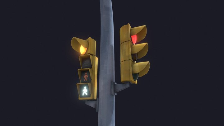 Hand-painted Traffic Light 3D Model