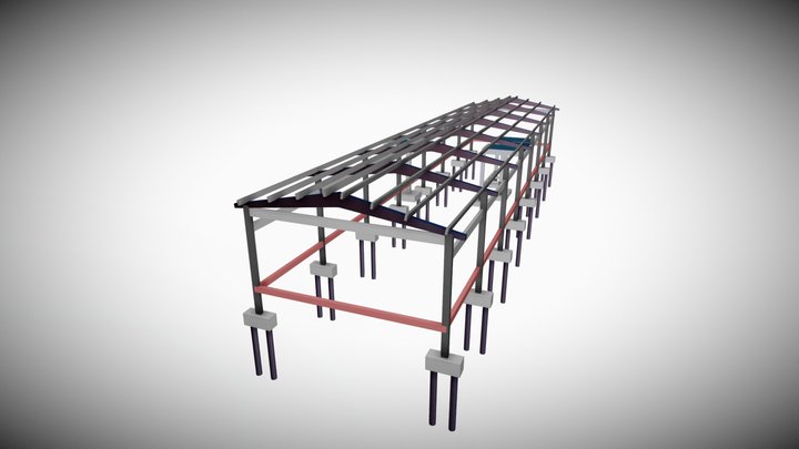 Concreto Pré-Moldado - Galpão 3D Model