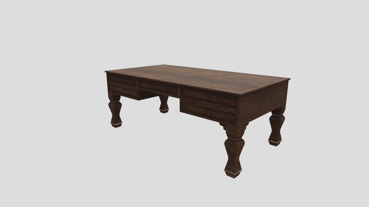 Wooden Desk 3D Model