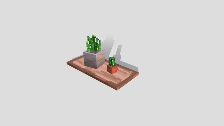 3D pixelated plants in a pot 3D Model