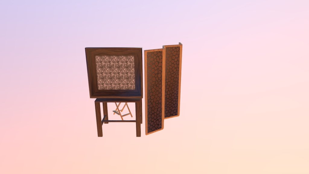Small Mirror, Table, Chair and Folding Screen