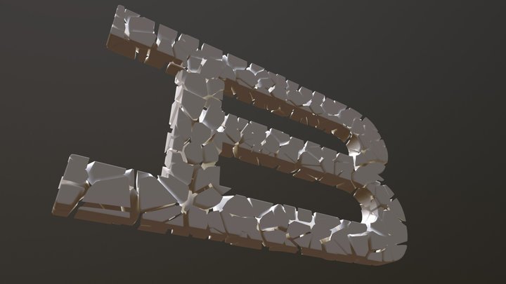 Slab serif "B" Fractured 3D Model