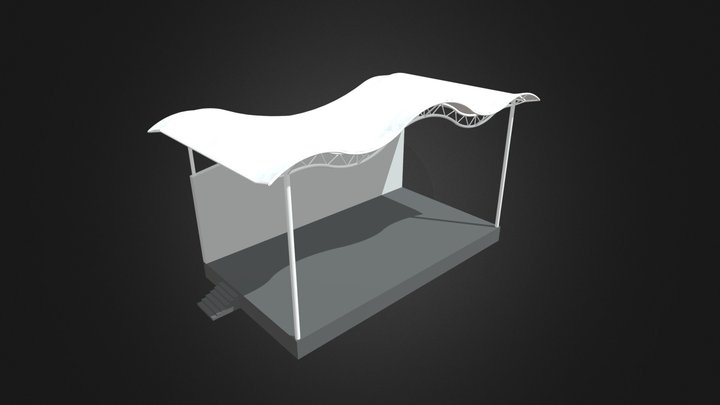 ST-BL01 Wave-Shaped Tensile Membrane Stage Roof 3D Model