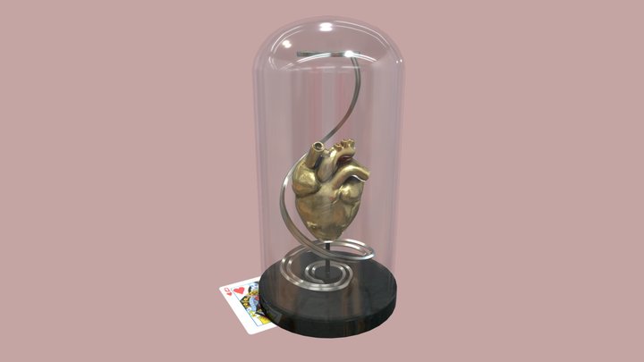 Gold Heart Display Piece 3D Model