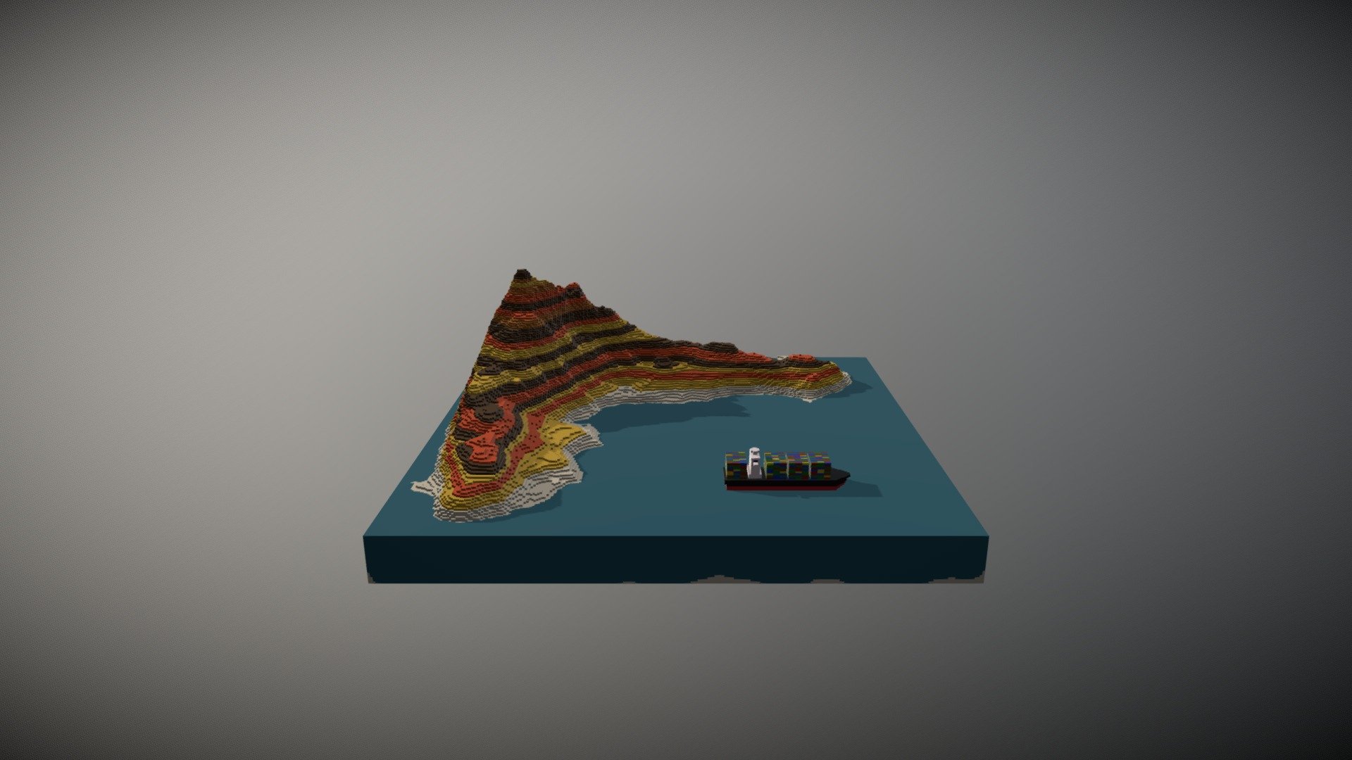 Ship container near island.