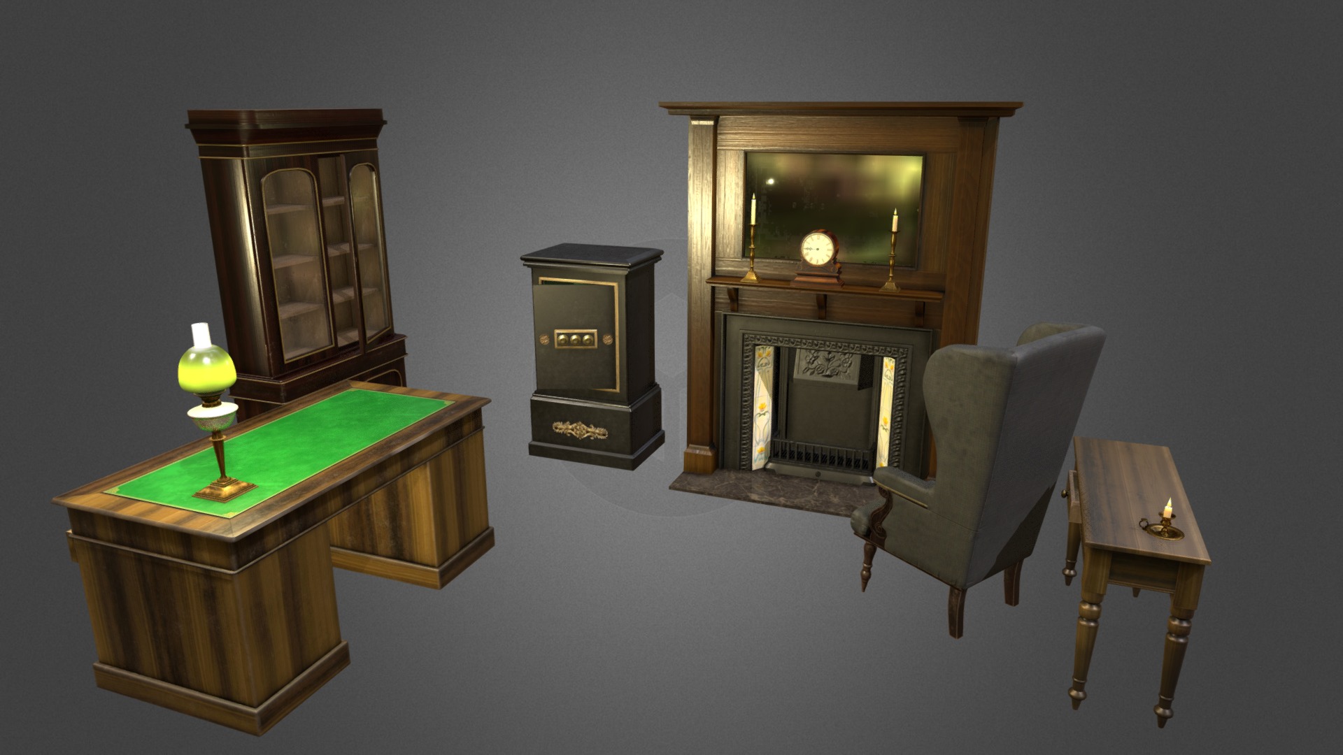 3D model Antique furniture - This is a 3D model of the Antique furniture. The 3D model is about a chair and a table.