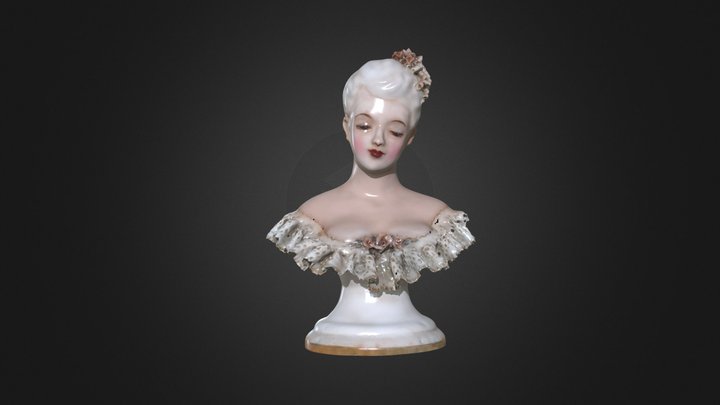 Porcelain vintage lady bust 3D Model