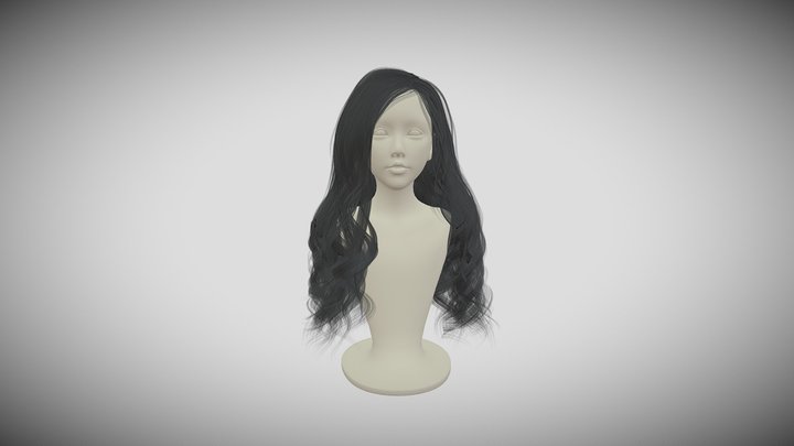 Real Woman Long Hair Style Low-poly 3D model 3D Model
