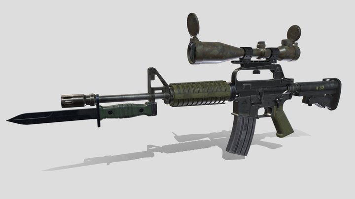 M16A2/M4/AR-15-automatic rifle 3D Model