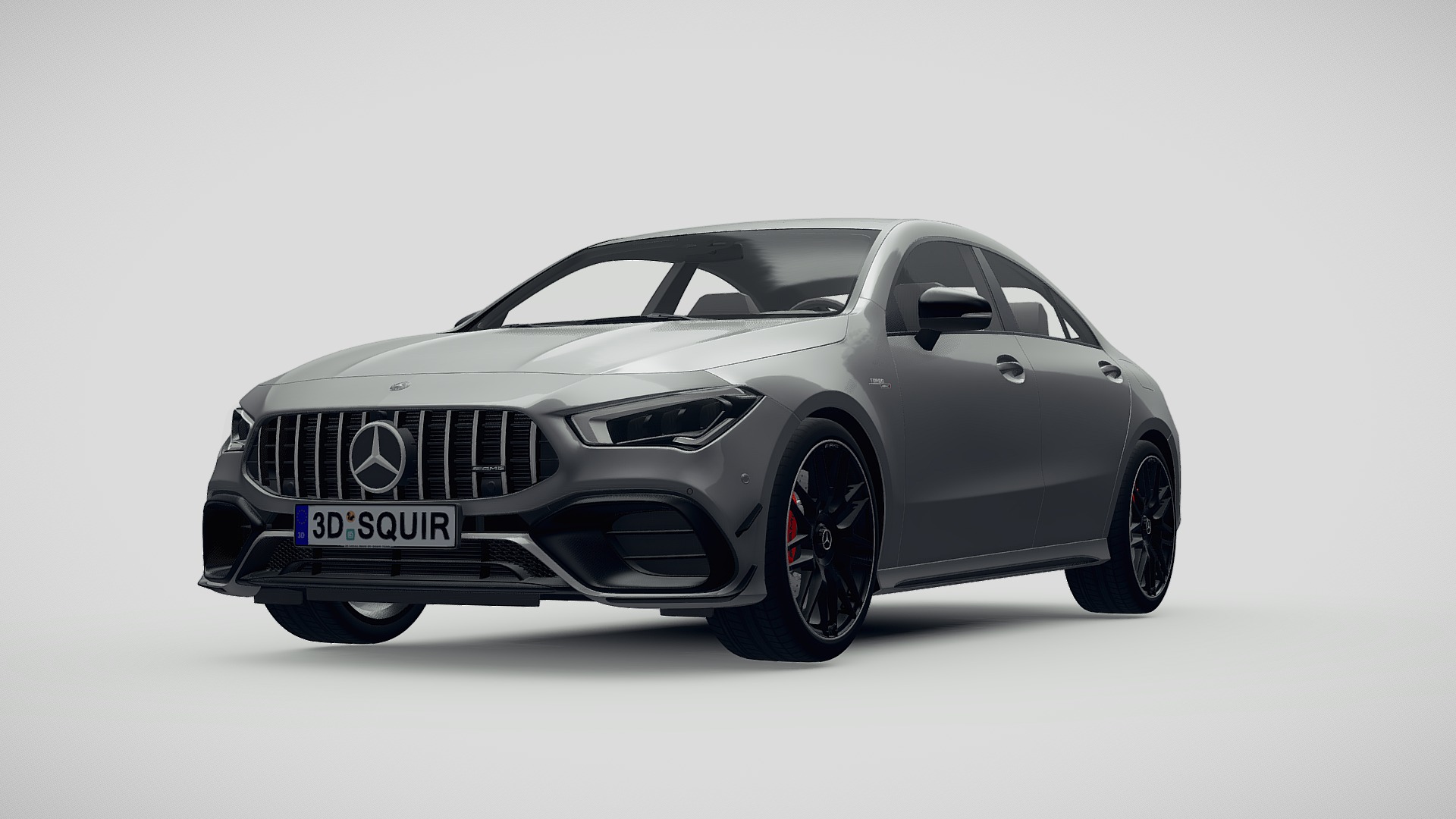 3D model Mercedes-Benz CLA45 S AMG 2020 - This is a 3D model of the Mercedes-Benz CLA45 S AMG 2020. The 3D model is about a silver car with a black license plate.
