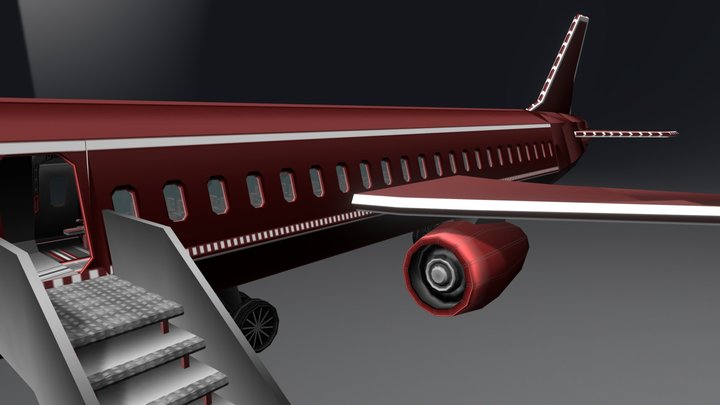 Dark Scarlet Airplane 3D Model