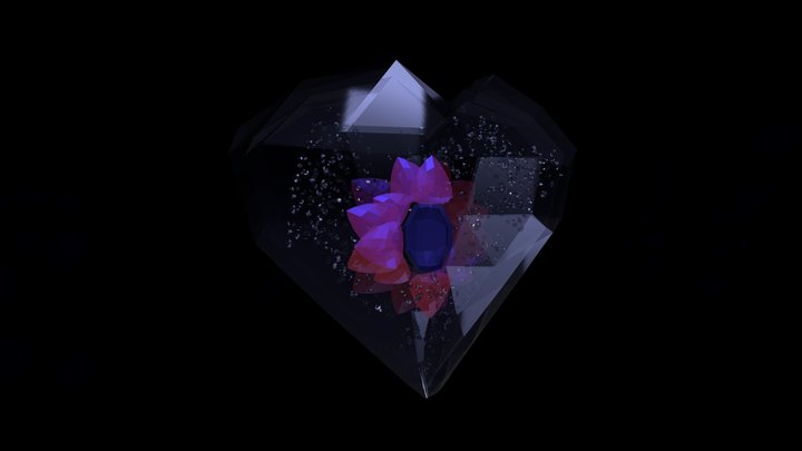 Glass heart lowpoly 3D Model