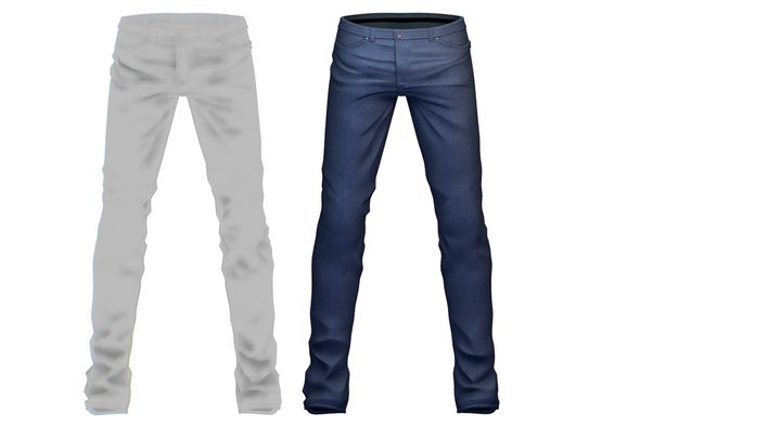 Cartoon High Poly Subdivision Blue Denim Jeans 3D Model
