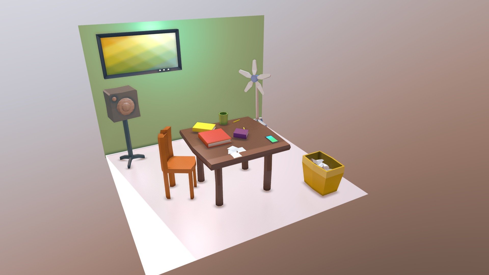 room - cuarto habitacion lowpoly